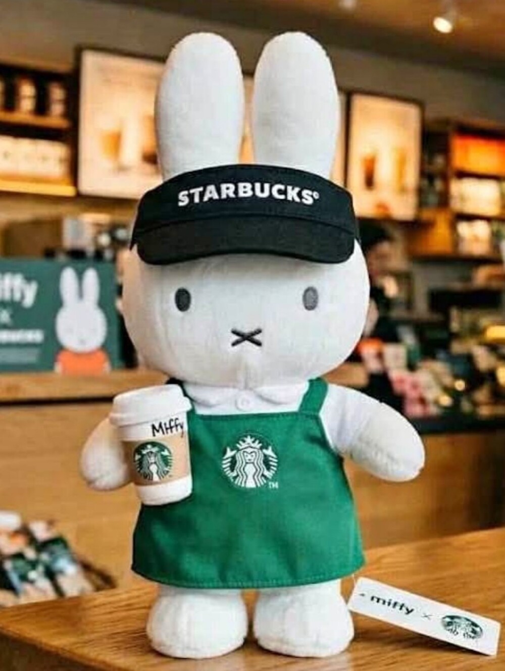Large Starbucks X Miffy Plush with Green Apron